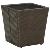 Stolic za caj smedi 41,5x41,5x44 cm poliratan i kaljeno staklo