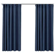Vidaxl Zatemnitvene zavese z obešali 2 kosa modre 140x175 cm