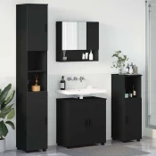 vidaXL Komplet pohištva za kopalnico 4 pcs Črna 61 x 35 x 64 cm