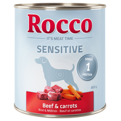 Ekonomično pakiranje: Rocco Sensitive 24 x 800 g - Govedina i mrkva