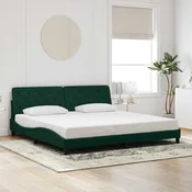 shumee vidaXL Posteljni okvir z vzglavjem temno zelen 200x200 cm žamet