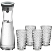 Vrč za vodo BASIC 1 l + kozarec, set 5 kosov, steklo, WMF