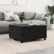 vidaXL Klubska miza Črni hrast 75 x 75 x 38 cm Konstruiran les