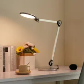 Lindby LED namizna svetilka Nyxaris, srebrna, kovinska, CCT, 50 cm - Študija/pisarna - Sodobni - brušeno srebro - Plastika