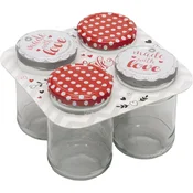 Gastro kozarec za vlaganje 190 ml, navojni pokrov Izdelano z ljubeznijo, različne barve, komplet 4 kosov