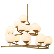 Casa Padrino luxury chandelier antique brass/white 105 x 95 x H. 52 cm - Living room chandelier with round glass lampshades - Hotel chandelier - Restaurant chandelier - Luxury quality