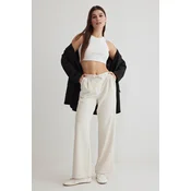 Trendyol White Laced Low Waist Wide Leg Trousers
