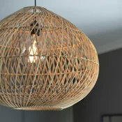 PR Home Karen obesna svetilka z ratanskim senčnikom O 70 cm - Dnevna soba/jedilnica - svetlo leseno