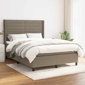 Greatstore Box spring postelja z vzmetnico taupe 140x190 cm blago