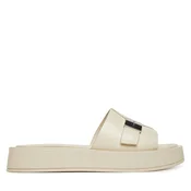 Natikači Calvin Klein Flatform Slide W/Ck Hw - Lth HW0HW02368 Écru