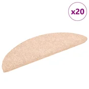 Prostirke za stepenice, samoljepljive, 20 kom. 56x17x3 cm, svijetlosmede, poluokrugle