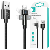 USAMS USAMS VRTLJIV BRIDED KABEL U60 2A ZA LIGHTNING BLACK 1M ZA IPHONE, (21980415)