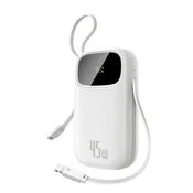 BASEUS Prenosna baterija 10000mAh 45W FC31 Qpow 3 z zaslonom in USB-C kablom za iPhone Lightning - bela