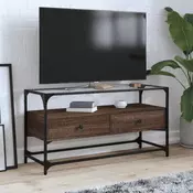 TV ormaric sa staklenom površinom boja hrasta 98x35x51 cm drvo