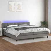 Krevet box spring s madracem LED tamnosivi 200x200 cm tkanina