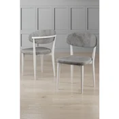 Hanah Home set trpezarijskih stolica Onex 6 kom, siva bukle tkanina, bele drvene noge