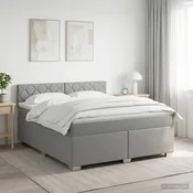 vidaXL Postelja boxspring z vzmetnico Svetlo siva 160 x 200 cm Blago