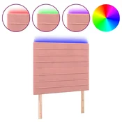 Vidaxl LED posteljno vzglavje roza 100x5x118/128 cm žamet