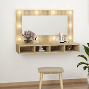 Ormaric s ogledalom LED boja hrasta sonome 90 x 31,5 x 62 cm