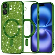 TPU gel ovitek Techsuit Luxury Glitter MagSafe za iPhone 16 - deep green