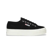 Superga za ženske. S21384W Superge 2740 Platform black (39), Črna, Tkanina, 3 do 5 cm, Čipke, Priložnostno
