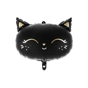 PartyDeco Folija balon z motivom mucka, črn, 48x36 cm