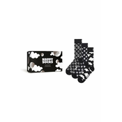 Nogavice Happy Socks Gift Box Black White 3-pack črna barva