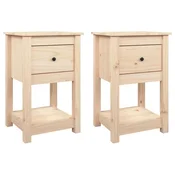 Vidaxl Nočna omarica 2 kosa 40x35x61,5 cm trdna borovina