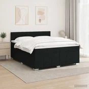 vidaXL LED posteljni pod z vzmetnico Črna 160 x 200 cm Blago