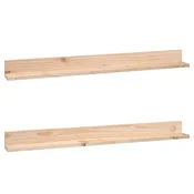 Vidaxl Stenske police 2 kosa 110x11x9 cm trdna borovina