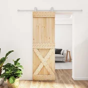 vidaXL Drsna vrata Naravna in bela 70 x 210 cm Masiven borov les