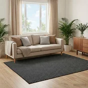vidaXL Preproga ORIZ Črni mrežasti vzorec 240 x 240 cm 100% poliester