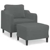 Vidaxl Fotelj s stolčkom za noge temno siv 60 cm blago