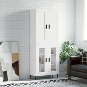 Vidaxl Visoka omara bela 69,5x34x180 cm inženirski les