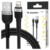 WOZINSKY Opleten kabel za iPhone, USB-A – Lightning, 2,4 A, 1 m, črn