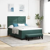 vidaXL vidaXL Postelja z vzmetnico Temno zelena 140 x 190 cm Žamet, (5000128640)