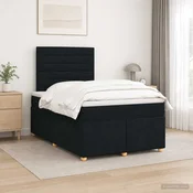 vidaXL Postelja boxspring z vzmetnico Črna 120 x 190 cm Blago