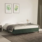shumee vidaXL Posteljni okvir brez vzmetnice temno zelen 160x200 cm žamet