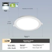 Nvc LED ugradna lampa, 12W, Bela