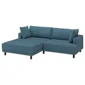 UPPAKRA Modularna sofa trosed, s lenjivcem, levo/Axvall tamnosiva-plava
