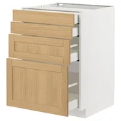 METOD / MAXIMERA Podni element 4 fronta/4 fioke, bela/Forsbacka hrastovina, 60x60 cm
