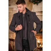 PLT8335 DEWBERRY MENS COAT-DIAGONAL ANTHRACITE-BLACK