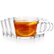shumee 6x komplet kozarcev z žlebiči za kavo, čaj in druge pijače, 370 ml