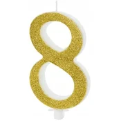 Rojstnodnevna sveča številka 8, zlata, 10 cm, 1 kos.