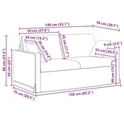 Vidaxl Kavč 2 pcs Črna 158 x 78 x 80 cm Žamet
