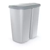 Prosperplast Koš za smeti Prosperplast COMPACTA Q DUO 45 l, pepelnato siv s svetlo sivim pokrovom