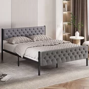 Hanah Home krevet u francuskom stilu, 160x88x200 cm, siva