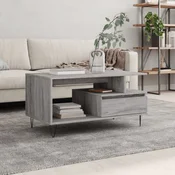 shumee vidaXL Klubska mizica, siva, hrast sonoma 90x49x45 cm, lesena podlaga