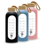 shumee 4FIZJO steklena steklenica za vodo 750 ml modra