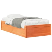 shumee vidaXL Posteljni okvir brez vzmetnice rjave barve 75x190 cm borovina